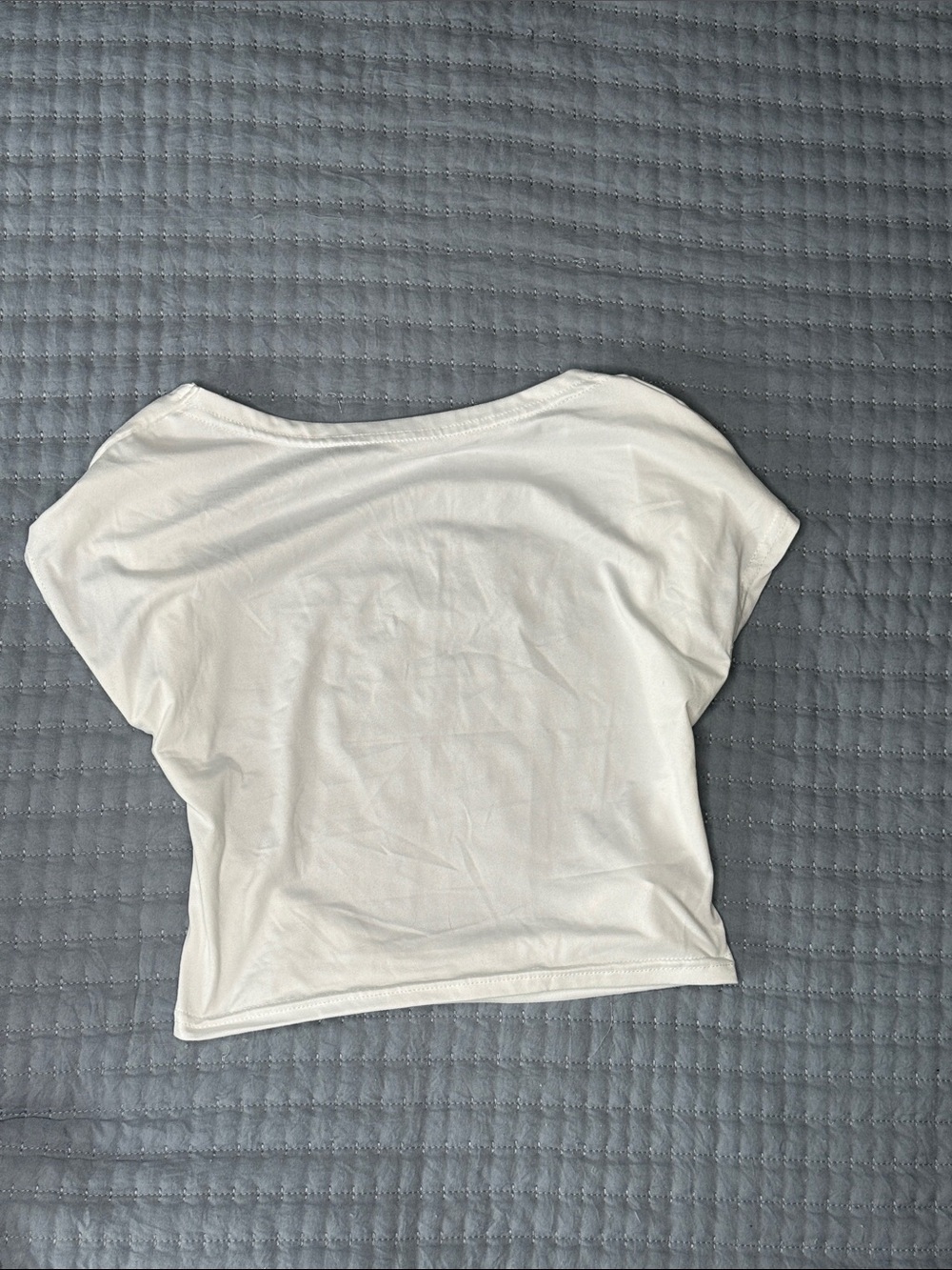 Women's White Cropped Boat Neck Top